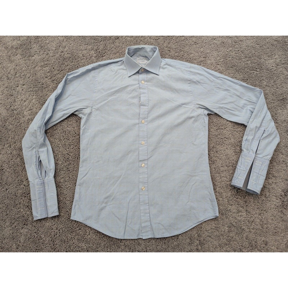 Charles Tyrwhitt Button Up Shirt Mens 15.5/35 Slim Fit Blue French Cuff Business